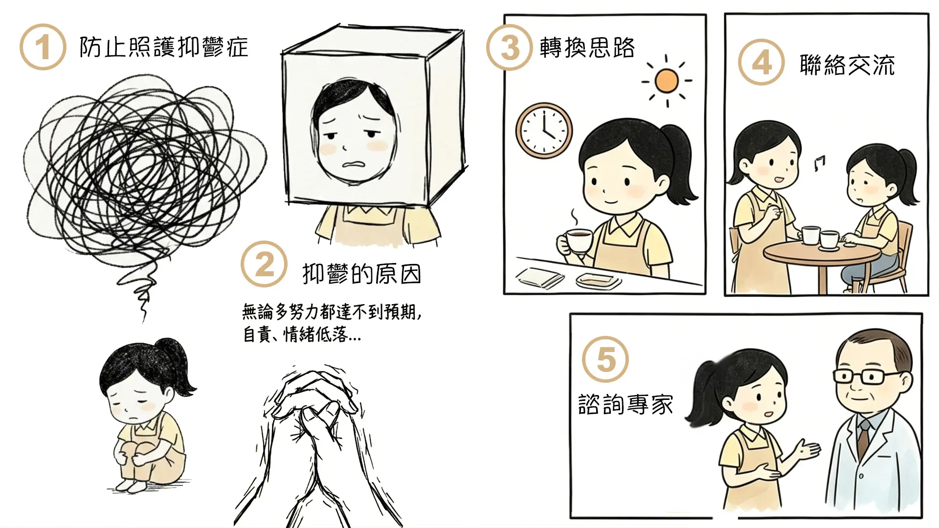 防止照顧抑鬱症的五個步驟
