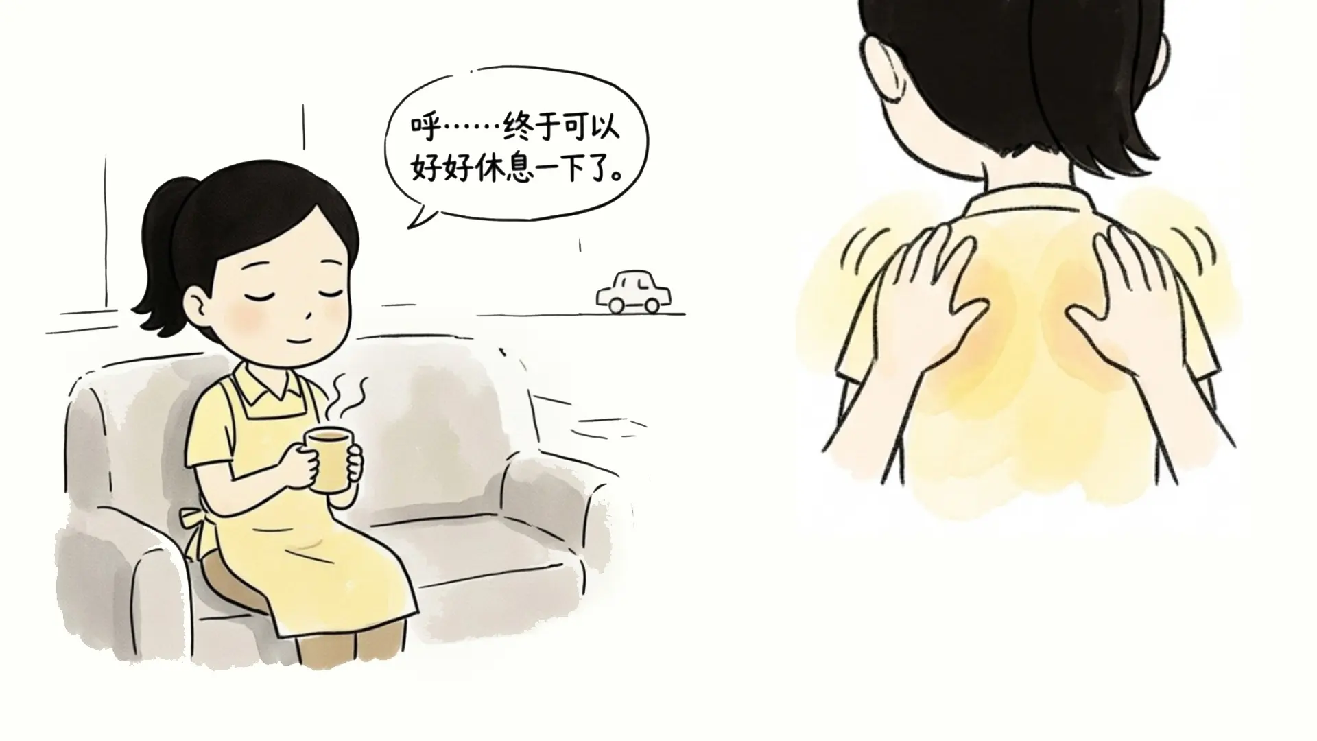 腰部按摩:以脊柱為中心、由下而上按壓